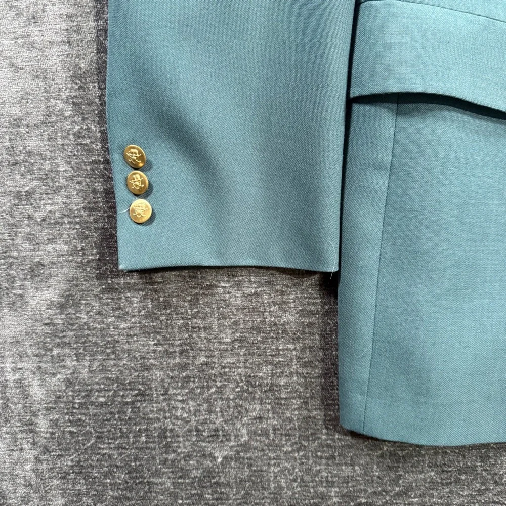 Jack Nicklaus Tournament Series Blazer Teal Blue Gold Button Sport Coat Mens